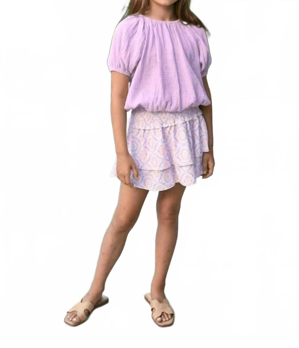 NEW PLEAT girl's scottie skirt in purple / coral